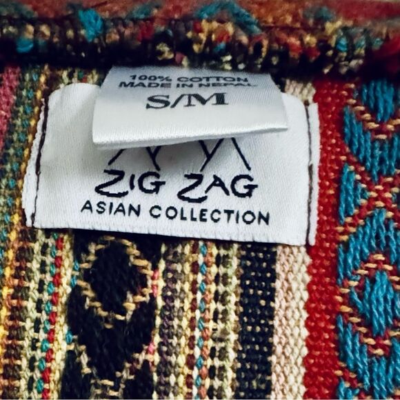 Zig Zag Asian Collection Multicolored Striped Brushed Cotton Jacket Size S/M - Picture 6 of 7